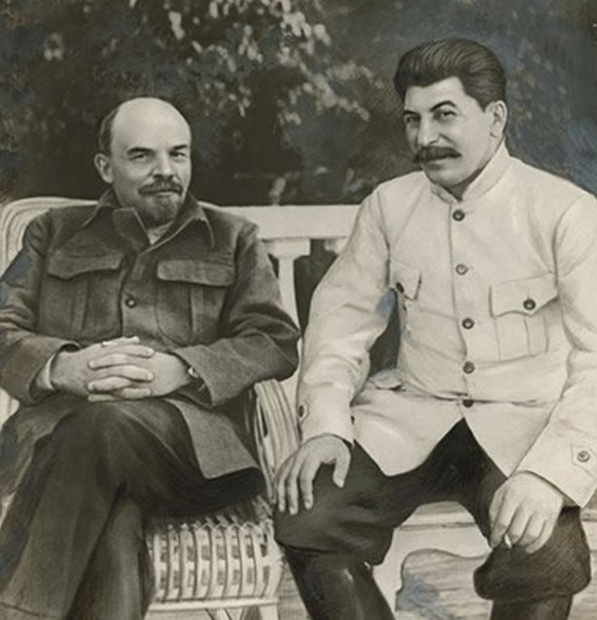 The First Photoshopped Photo in History - Lenin and Stalin